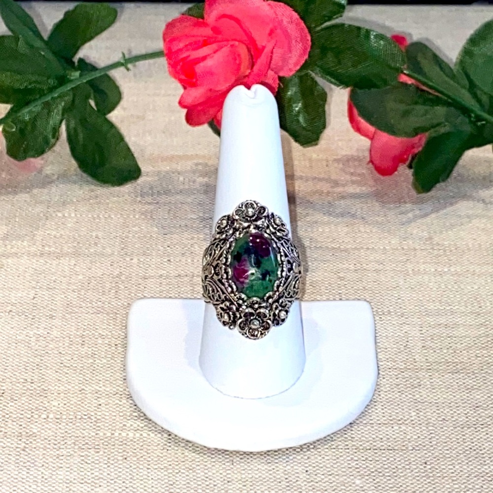 DGS Turkey Vintage Style 925 Sterling Silver Agate Stone Ring